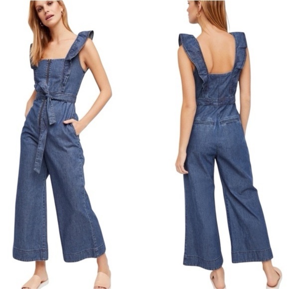 NWT Free People Sun Valley Cotton Denim one piece - Picture 3 of 4